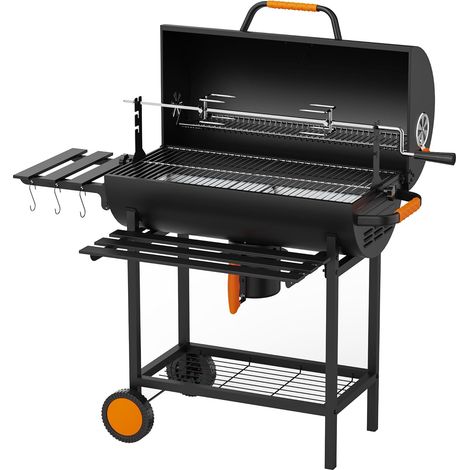 29 Inch Charcoal Grill and Smoker with 304 Stainless Steel Spindle Barrel Shaped Grill with Central Charcoal Tray (1/5)