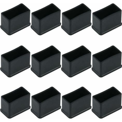Set di 12 tappi rettangolari in feltro gommoso per gambe di tavoli o sedie, neri, 15 x 30 mm, STOL