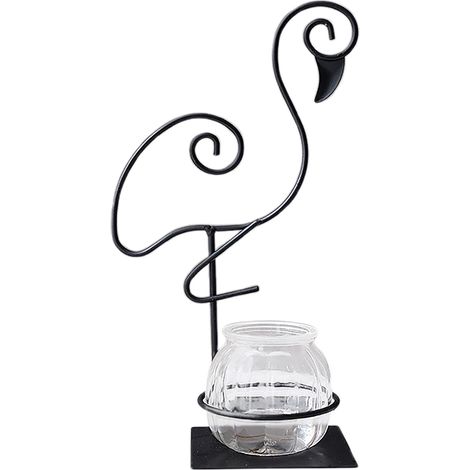 Vase décoratif Flamant rose en métal noir et orange, design créatif pour intérieur, salon, salle à manger, décoration de table moderne (1/5)