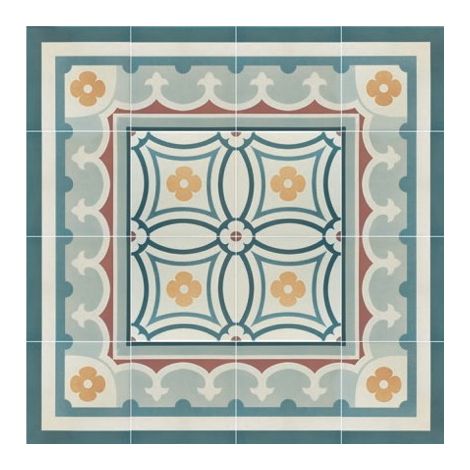 Aelle - Carrelage sol / mur effet ciment motif floral coloré 20x20 cm - CAPRICE SAINT TROPEZ - Vendu par boîte de 1 m² (1/5)