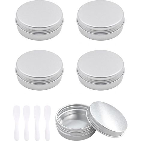 Lot de 5 pots en aluminium de 25 ml, pots ronds vides pour baume à lèvres, pots de pommade de format voyage, petits pots pour lotion, crème, mini-bougie et pots cosmétiques (1/5)