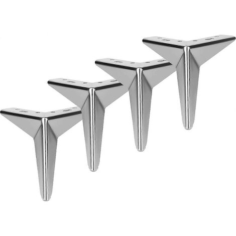 Verstellbare Schrankbeine 15 cm (6 Zoll) aus Metall, 4er-Set, robuste, moderne, diamantförmige Dreiecksfüße für Tisch, Schreibtisch, Stuhl und Sofa, inklusive Schrauben für DI-6in 15cm-Typ C, verchrom