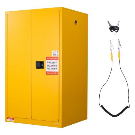 Armoire de Sécurité pour Produits Inflammables de 246 L 96,4 x 86,4 x 165,1 cm, Armoire Coupe-Feu pour Liquides Inflammables, en Acier Laminé à Froid et Galvanisé, avec Étagère Réglable, Jaune (1/3)
