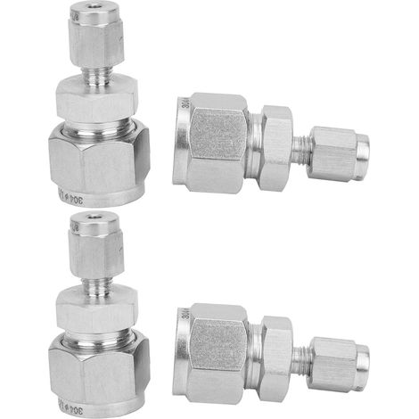 4 raccords à compression droits à double anneau en acier inoxydable pour tuyaux (Ф1/8-Ф1/2) (1/5)