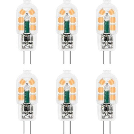 Ampoule G4 LED 12V 2W Blanc Chaud 3000K, 200lm, Équivalent Lampe Halogène G4 10W 20W, non-dimmable, Bi-pin G4 12V LED AC DC pour Lustre, Lampe de Table, lot de 6 [Classe énergétique F] (1/4)
