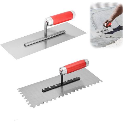 2 teiliges Edelstahl Glättkellen Set Glättkelle Mit zweifarbigem Kunststoffgriff Handwerkzeug zum Verputzen Für Beton, Zement, Gipskarton, Putz, (1/5)