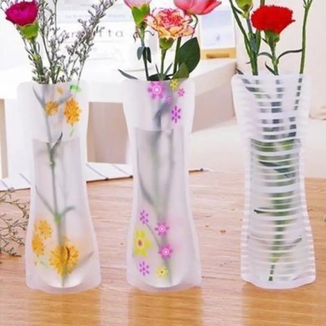 Vase Pliable - Lot De 3 Vases En PVC Écologique - Décoration Mariage Bureau Maison - Design Fleuri Portable (1/5)