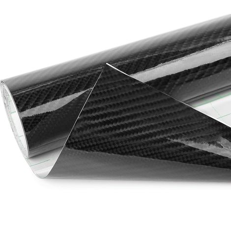 6D fibre carbone sans bulle Film étirable autocollant vinyle Auto 300x50cm Noir (1/5)