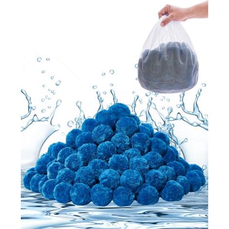 Pool-Filterbälle für Sandfilter, 0,71 kg, zum Ersetzen von Pool-Filtersand, blaues Filtermedium aus Polyesterfaser mit Waschbeutel, für Schwimmbecken, Aquarien, Aufstellbecken (1/5)