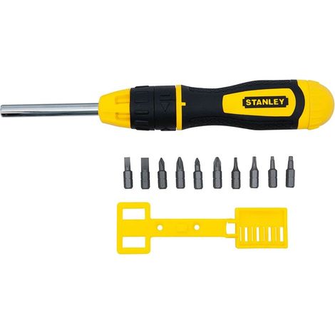 STANLEY 0-68-010 Cacciavite PortaInserti a Crichetto, Set di 10 Inserti (1/5)