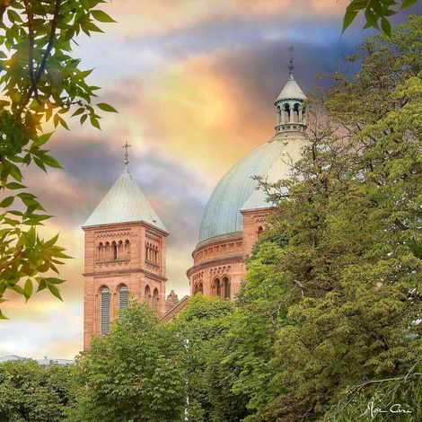 Tableau sur toile église Saint-Pierre Jeue 45x45 cm - Impression sur Toile Murale Décorative - Image imprimée en HD sur Toile - Toile sur Châssis en Bois FSC - Fabriqué en France (1/4)