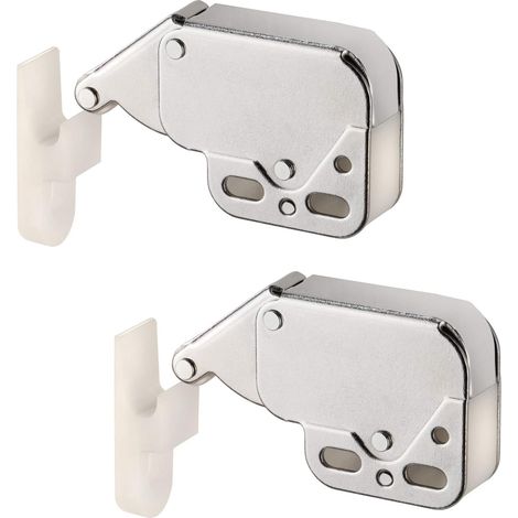 Kit complet Push Pull pour volets d'inspection, mécanisme standard + clip à crochet ABS, ouverture à pression sans poignée, cadre en plâtre portes – Lot de 2 cliquets + 2 crochets en ABS (1/5)