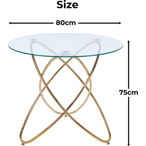 Ensemble table et 4 chaises en velours, pieds dorés, table ronde en verre de 80 cm, mobilier repas moderne 5 pièces (1/5)