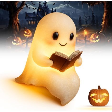 Halloween-Nachtlicht für Kinder, 3D-Halloween-Dekoration: Sitzender Geist, kleines LED-Nachtlicht (groß: 21 cm) (1/5)