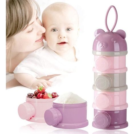 Distributeur de poudre de lait pour bébé 4 couches empilable - Violet (1/4)