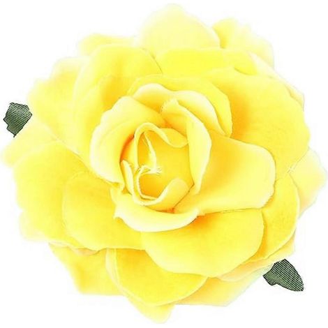 Lot de 2 pinces à cheveux artificielles en forme de grande rose, broche florale pour femmes, accessoires de coiffure pour soirées et bals de fin d'année, pince à cheveux en dentelle (jaune) (1/5)