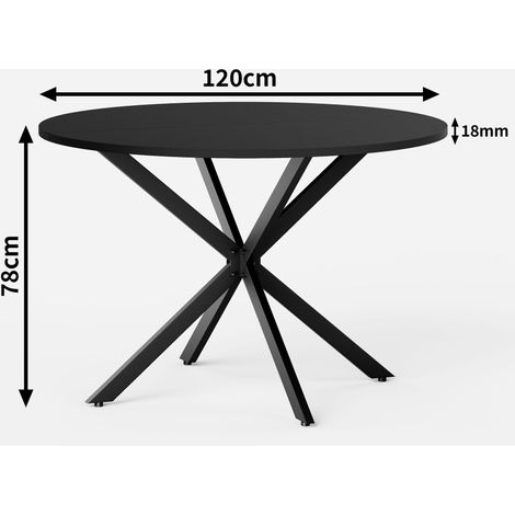 Table ronde noire 120 cm avec pieds en X - Bureau d'appartement, table de salle à manger ou table basse pour balcon - Idéale pour le télétravail (1/5)
