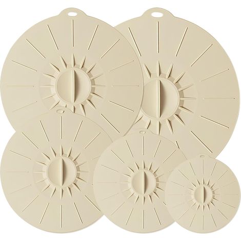 Lot de 5 couvercles en silicone, protection anti-éclaboussures pour micro-ondes, sans BPA, anti-poussière, résistant à la chaleur, couvercle de conservation alimentaire, couvercle d'aspiration (1/5)