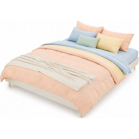 Letto 160x200 cm in velluto olandese beige con spazio sottoletto, senza materasso - CHICFURN (1/5)