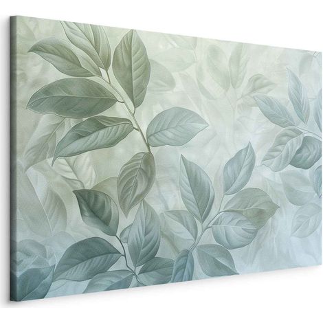 Immagine - Grandi foglie nelle tonalità del verde menta: motivo botanico / Foglie di menta, grande motivo botanico (1/3)