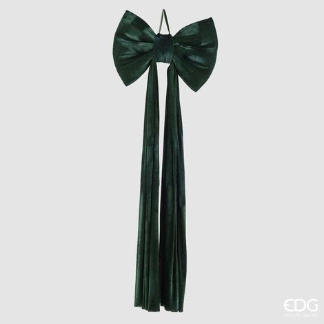 EDG Enzo De Gasperi Fiocco Natalizio in Velluto H210x80 cm Verde Scuro – Addobbo di Natale