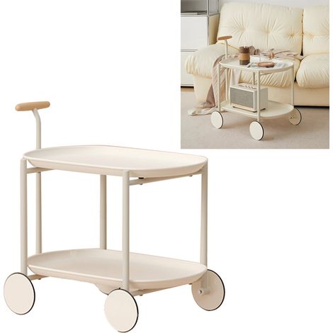 Table d'appoint mobile à roulettes, table basse, table de chevet minimaliste pour petit salon ou appartement, chariot créatif tendance sur Instagram, blanche (1/5)