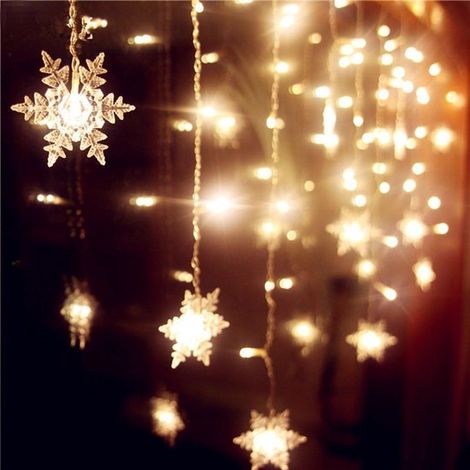 Ghirlanda luminosa a LED con motivo a fiocco di neve, cambio colore, 3,5 metri, 16 fiocchi di neve, 80 LED, luce bianca calda, ideale per casa, chiesa, matrimoni e compleanni. (1/5)