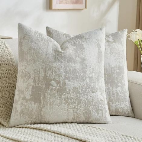 Housse De Coussin 45 x 45 cm, Beige Blanc