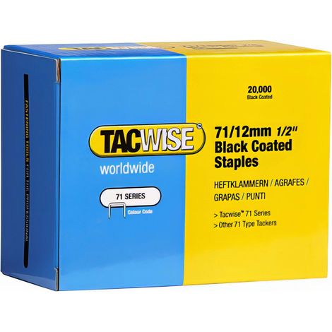 Boîte de 20000 agrafes galvanisées de type 71 L. 10 mm Noir - TA-0373 - Tacwise (1/3)
