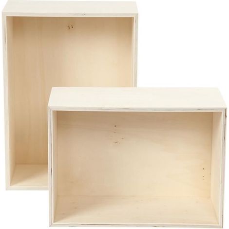 Boîtes en bois clair de différentes tailles, pouvant être utilisées pour le rangement de livres, de bijoux, etc. réf 56160