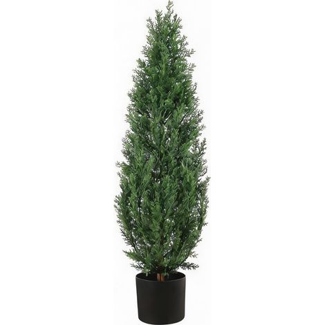 Arbre topiaire artificiel réaliste – Cyprès en pot noir, feuillage persistant – Idéal intérieur/extérieurérieur, entretien facile, résistant UV – Entrée, terrasse – 5ftH (1/5)