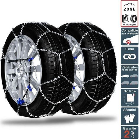 Chaine neige 9mm pneu 225/60R13 montage rapide sécurité garantie (1/5)