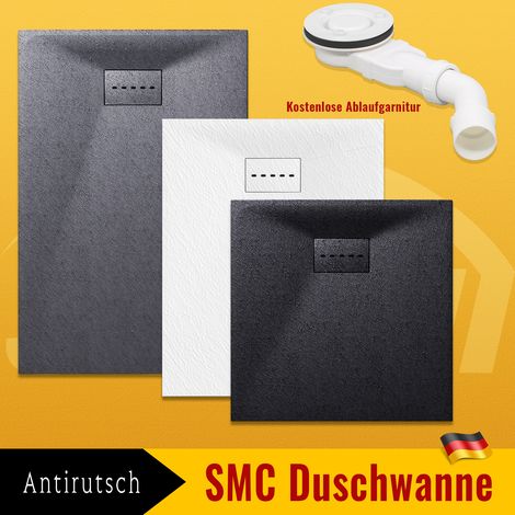 SONNI Design Duschwanne Duschtasse Flach aus SMC Brausewanne Super Flache 120 x 90 cm,Weiß,mit Ablaufgarnitur,Antirutsch (1/5)