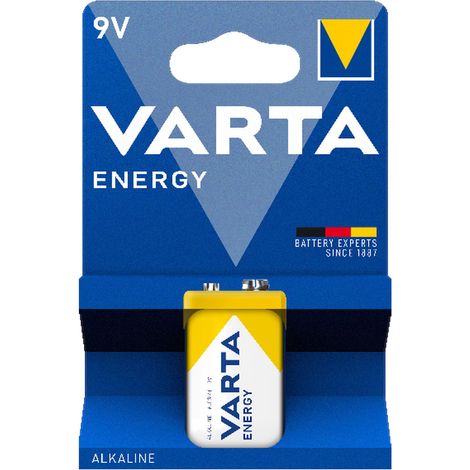 Pila alcalina Varta energy PP3 de 9 V con forma de cubo para radio reproductor (1/2)