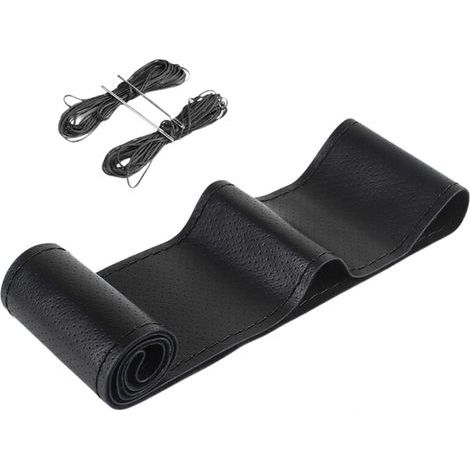 Coprivolante in pelle cucito a mano per interni auto, protezione per volante in pelle cucita a mano, adatto a volanti con diametro di 38 cm (1/5)