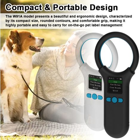 Scanner portable pour puces animales, écran TFT LCD 1,4 pouces, batterie rechargeable. Compatible EMID / FDX‑B (ISO11784/85), buzzer, mémoire 500 données, adapté à la gestion d’élevage avicole (1/5)