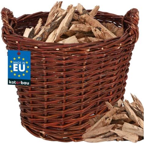 Panier en Osier - Ø 30 cm - Brun - Panier Rond - pour Bois - Jouets - Fruits & Légumes - Décoration Intérieure Extérieure - Osier Naturel-NANOTEH (1/5)