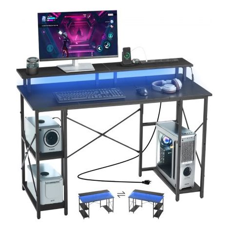 Bureau d'ordinateur 120x50x86 5 cm avec éclairage LED intelligent (1/5)