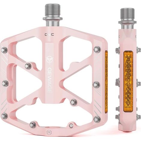 GEWAGE Aluminium-Plattformpedale mit Pins, 3 abgedichtete Lager, MTB Pink (1/5)