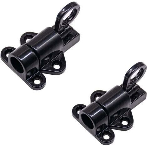 Verrou de Porte Extérieur en Aluminium Noir 2 Pièces avec Vis – Pour Portail, Porte ou Fenêtre – Serrure Automatique à Ressort (1/5)