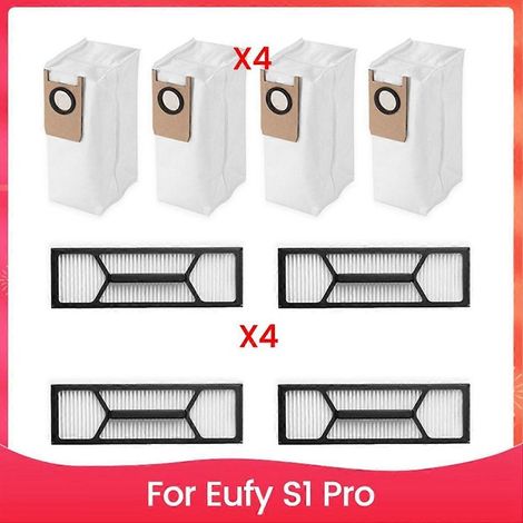 Accessoires de rechange pour aspirateur Eufy S1 Pro : filtre HEPA, sac à poussière et autres.