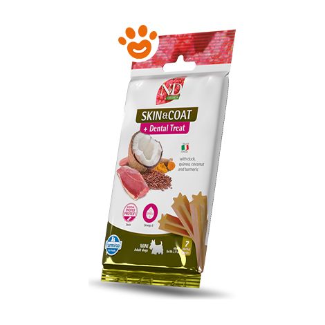 Farmina Dog Snack Dental Treat N&D Quinoa Skin&Coat Anatra Mini - Confezione 60 Gr - Snack