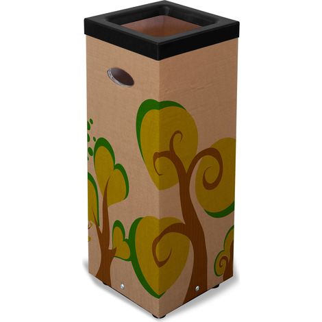 Pattumiera Per Raccolta Rifiuti 38x38xh80 cm in Cartone Con Stampa Grafica G2 Beige