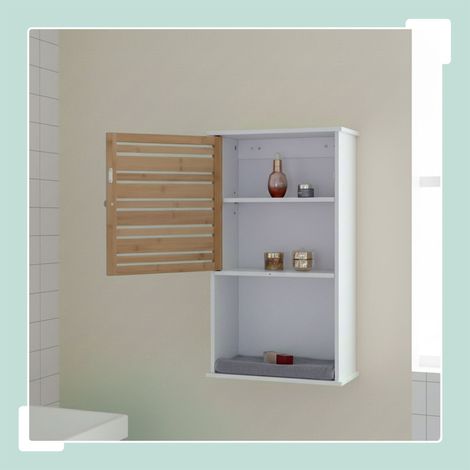 Badezimmer wandschrank bambustur verstellbare einlegeboden