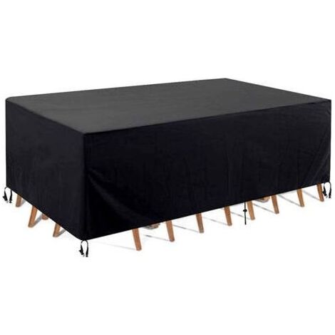Housse pour mobilier de jardin,Housse de protection pour salon de jardin table （213x132x74 cm，Noir） (1/5)