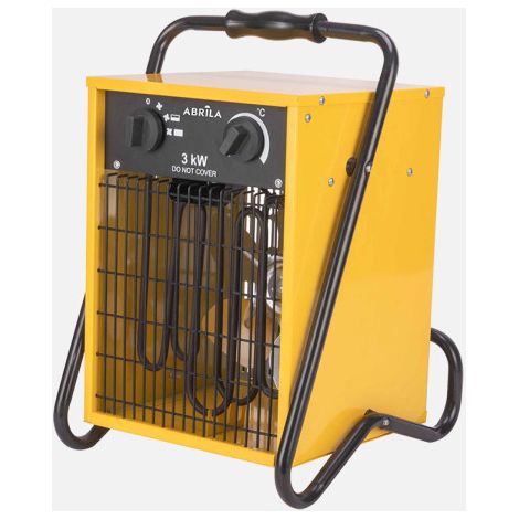 Fabrilamp Termoventilador Industrial Acero Inoxidable COPAN 3000W Amarillo – Termostato Regulable, Seguridad, Asa Robusta – 44x32x30 cm