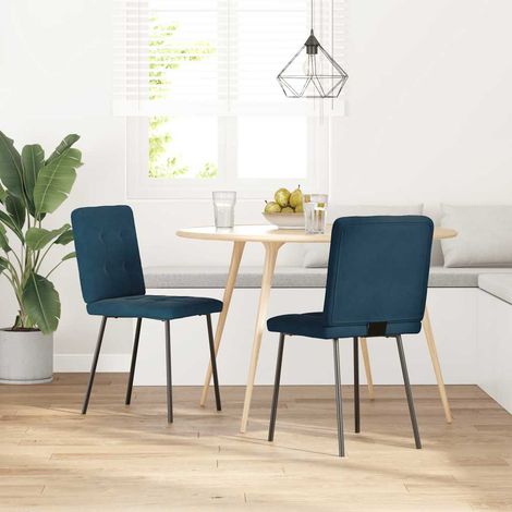Maison Exclusive - Esszimmerstühle 2 Stk. Blau Samt (1/5)