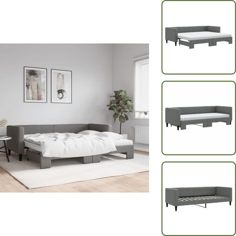 The Living Store Tagesbett Ausziehbar mit Matratzen Dunkelgrau 80x200 cm Stoff - Schlafsofa (1/5)