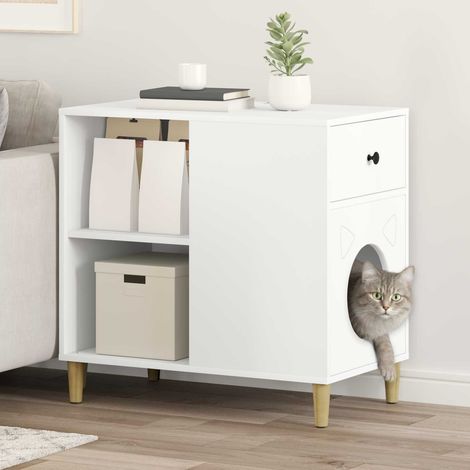 vidaXL Casa per Gatti Bianco 72 x 42.5 x 70 cm Legno multistrato