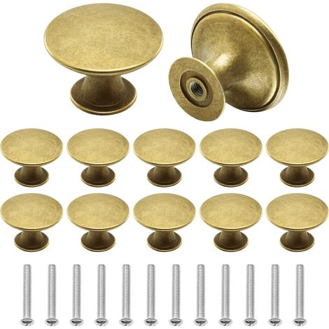Lot de 12 Boutons de Meuble Doré, Bouton de Porte Vintage pour Placard, Poignee de Meuble avec Vis pour Cuisine, Armoire, Placard (1/5)